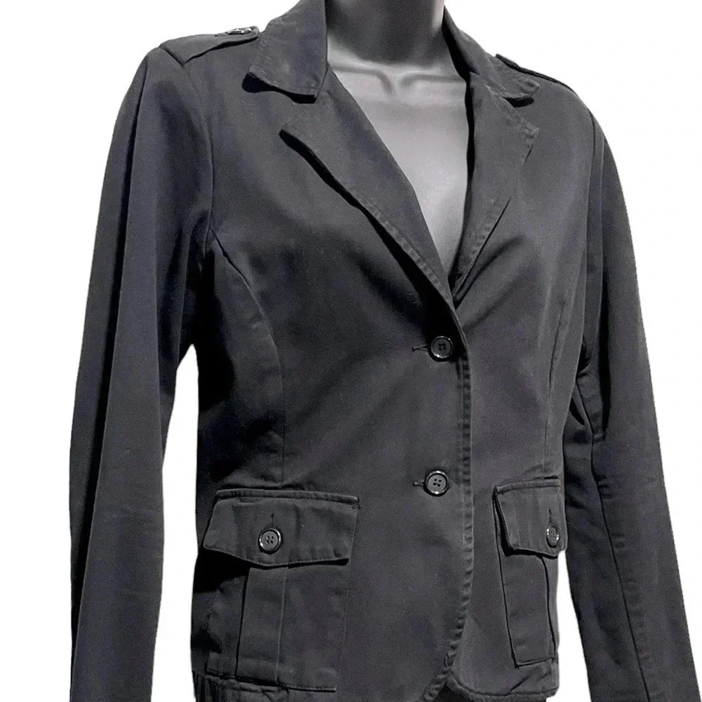 JAMES PERSE Black Button Utility Style Cotton Blazer Jacket Womens 2 Small